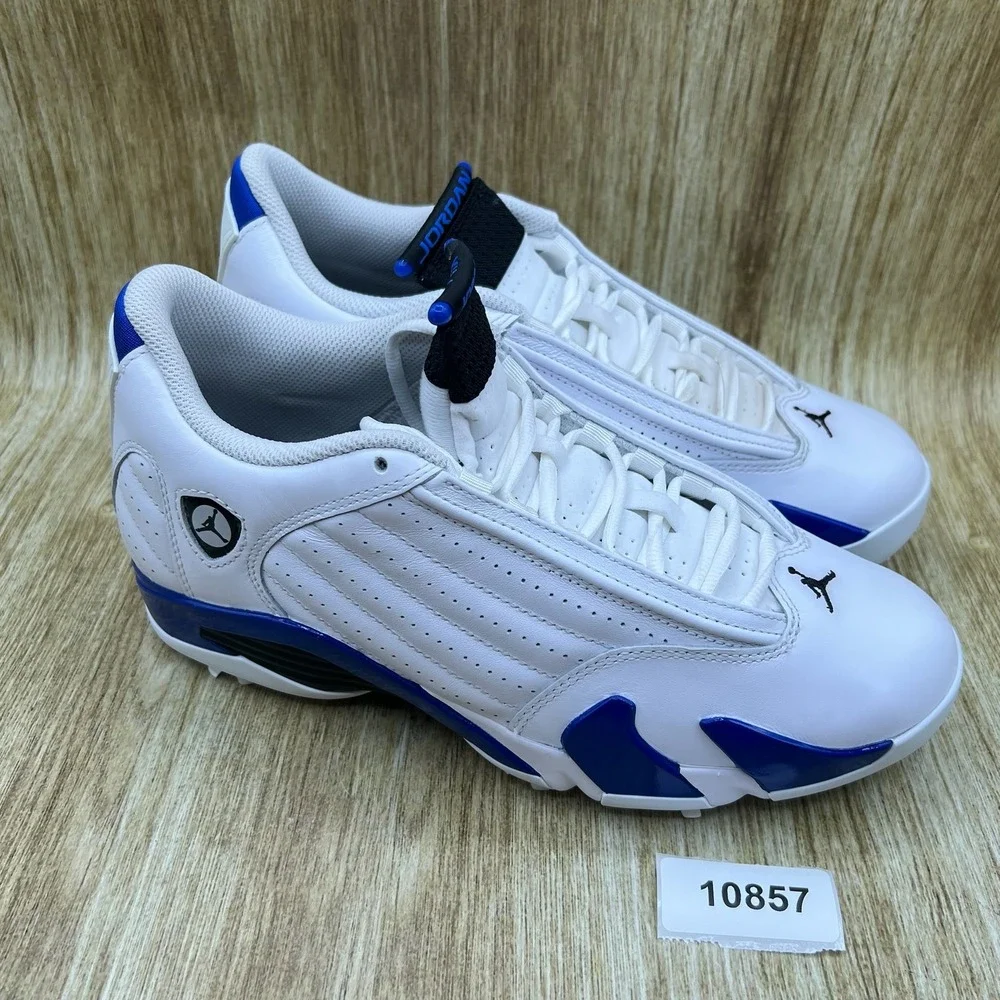 Nike Air Jordan 14 Retro Golf Men's Size 8.5 White Hyper Royal Spiked HJ7710-101
